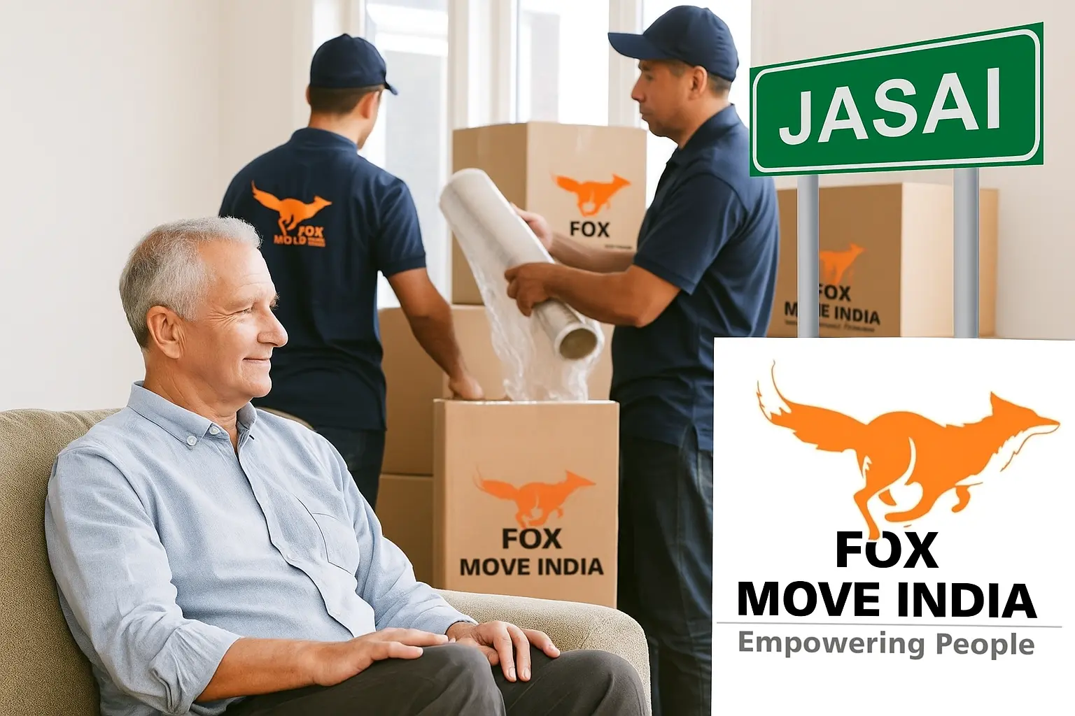 Packers and Movers in Jasai — Fox Move India team packing household items in Jasai, Navi Mumbai